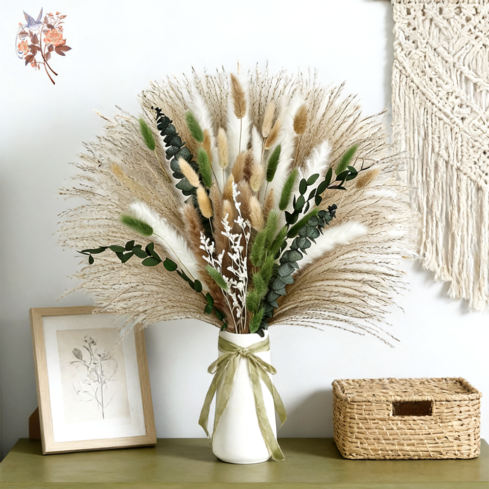 Eucalyptus Preserved - 85PCS Natural Dried Flowers Pampas Grass