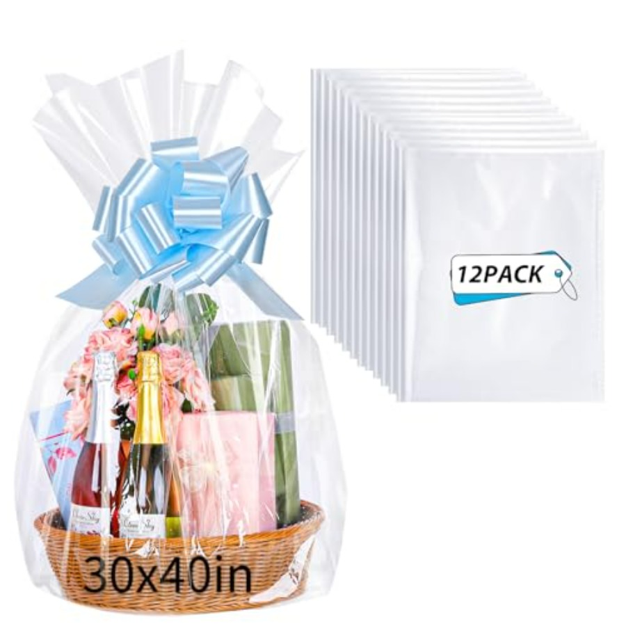 12PCS Large Clear Cellophane G - Cellophane Wrap Clear avis et prix