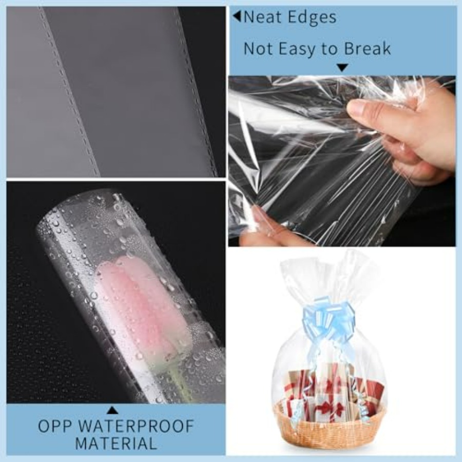 12PCS Large Clear Cellophane G - Cellophane Wrap Clear avis et prix