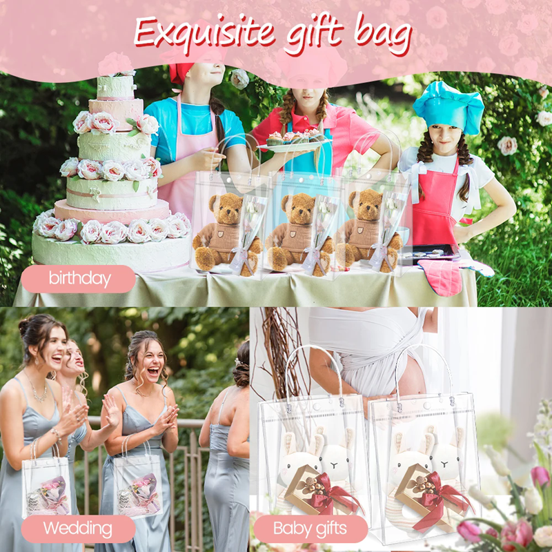 5/10Pcs Clear Gift Bag with Ha - Cellophane Wrap Clear avis et prix