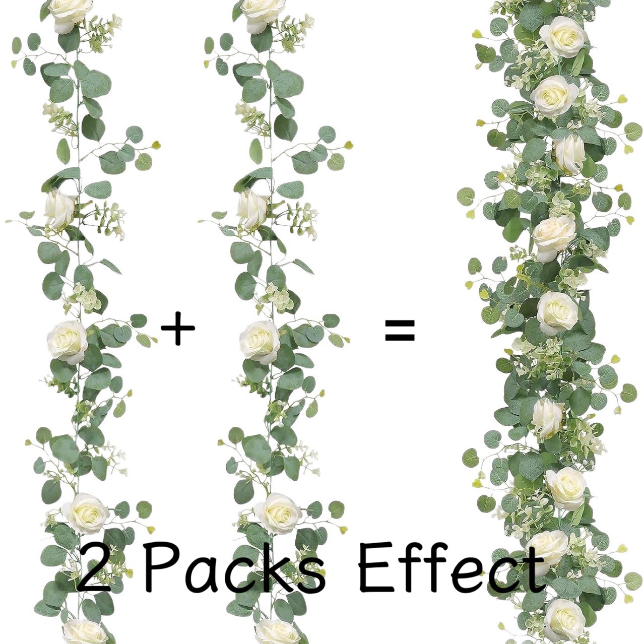 1pc Artificial White Rose Flow - Eucalyptus Preserved avis et prix