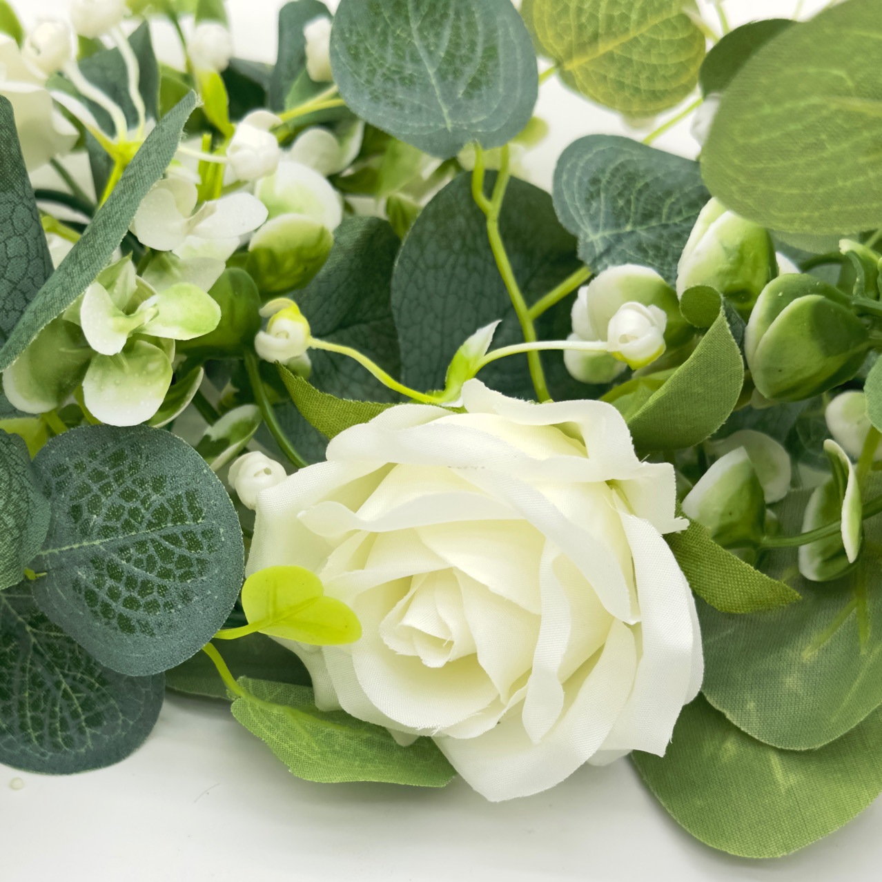 1pc Artificial White Rose Flow - Eucalyptus Preserved avis et prix