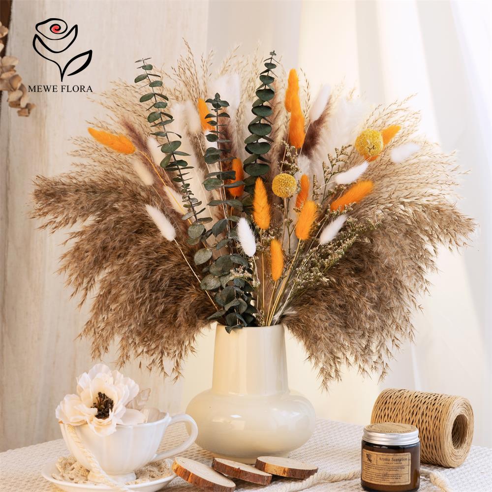 65Pcs Orange Pampas Grass Bouq - Dried Flower Bunch avis et prix