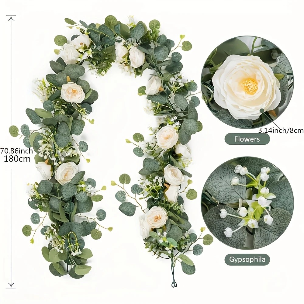 70inch Eucalyptus and Rose Gar - Eucalyptus Preserved avis et prix